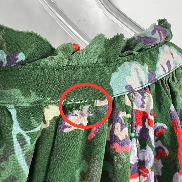 Zadig & Voltaire Theresa Green Floral Printed Silk Blouse Womens Size Small - Picture 10 of 16